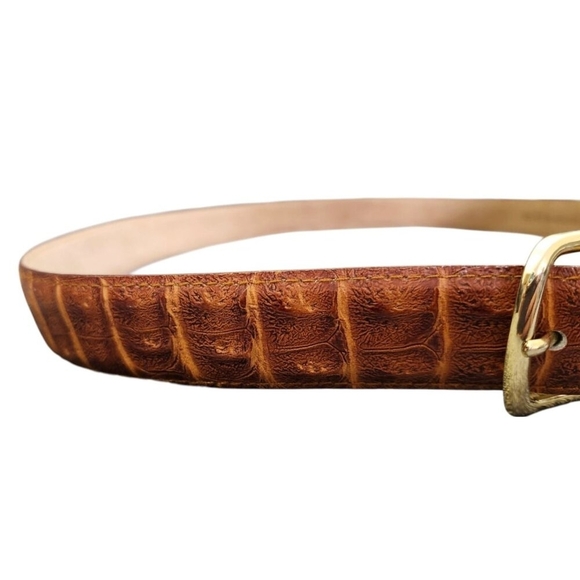 CROCO EMBOSSED BROWN GENUINE LEATHER CASUAL DRESS MEN'S BELT Size 40 - Picture 4 of 9